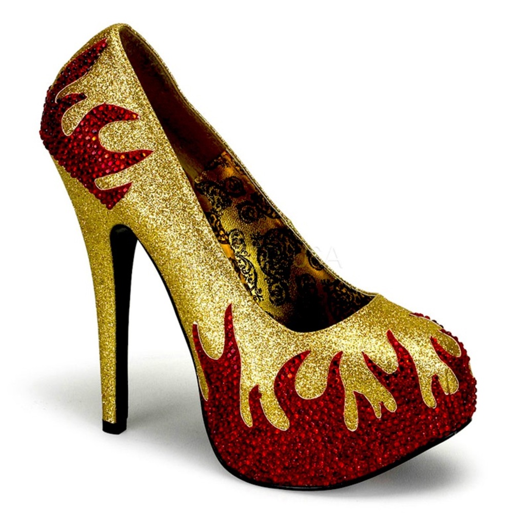 Bordello pleaser heels with flames. NIB sz 10